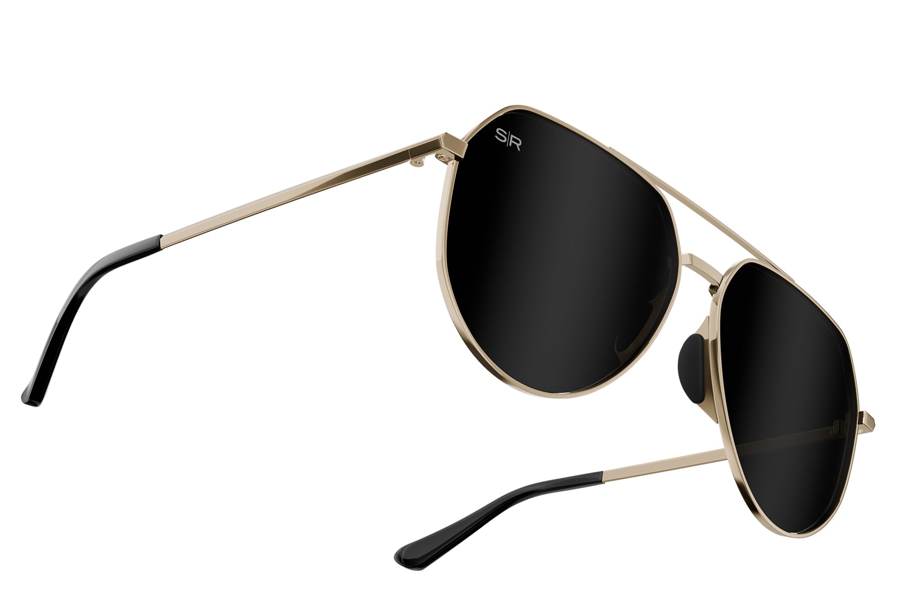 Alternative view of Tangle Free Aviator Hex - Black Gold Polarized