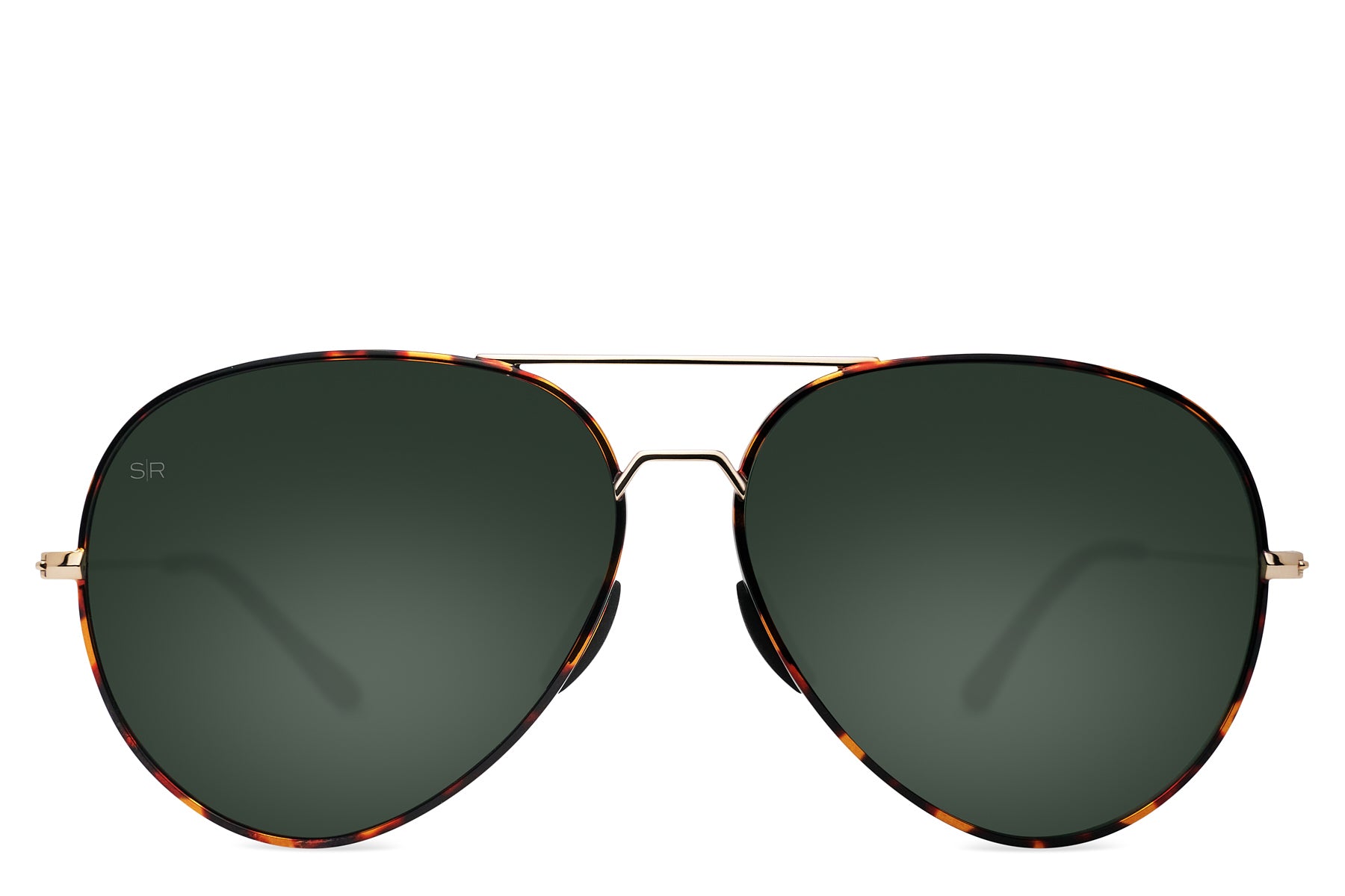 Alternative view of Tangle Free Aviator - Green Tortoise Polarized